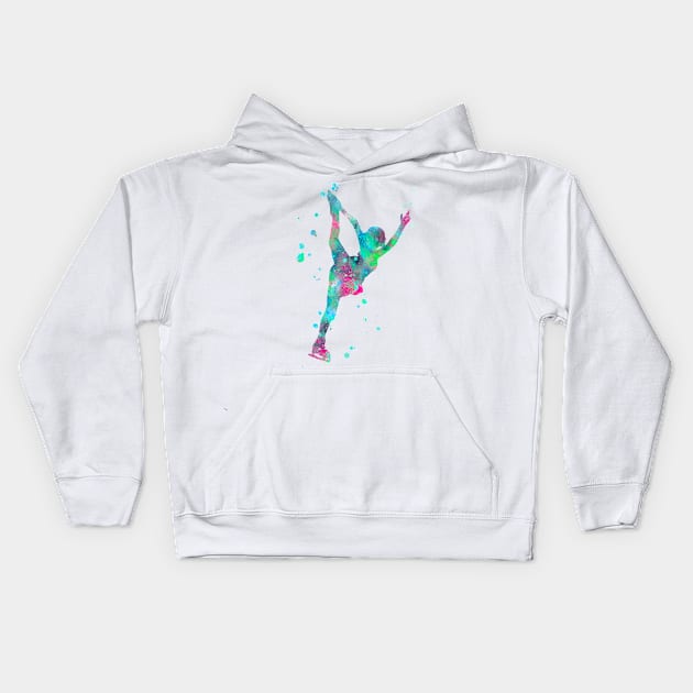 Figure Skating Watercolor Painting 4 Kids Hoodie by Miao Miao Design